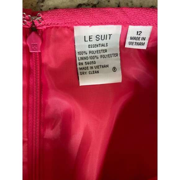 Le Suit Pink Suit Set 12 Pleated Hem Jacket Floral Scarf Elegant Career READ - Picture 7 of 14